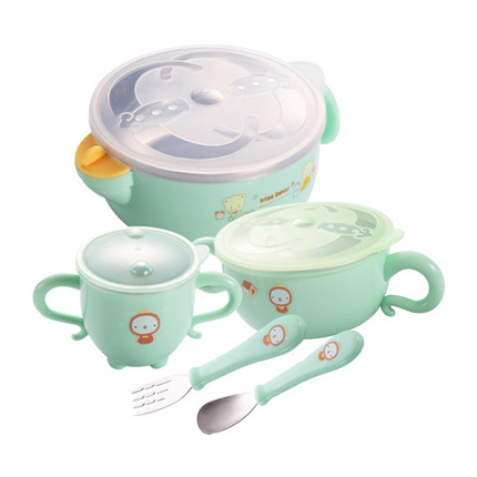 婴儿不锈钢防摔吸盘辅食餐具套装