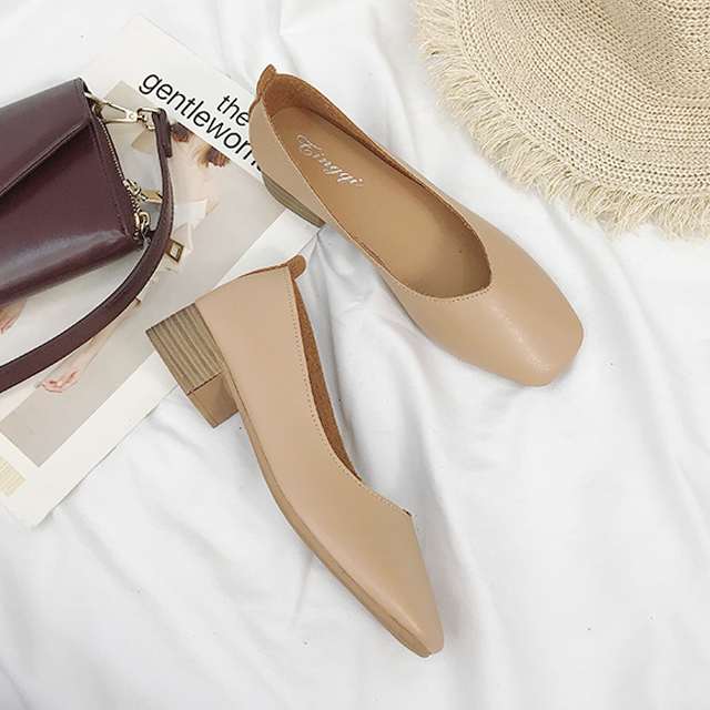 新款韩版粗跟单鞋