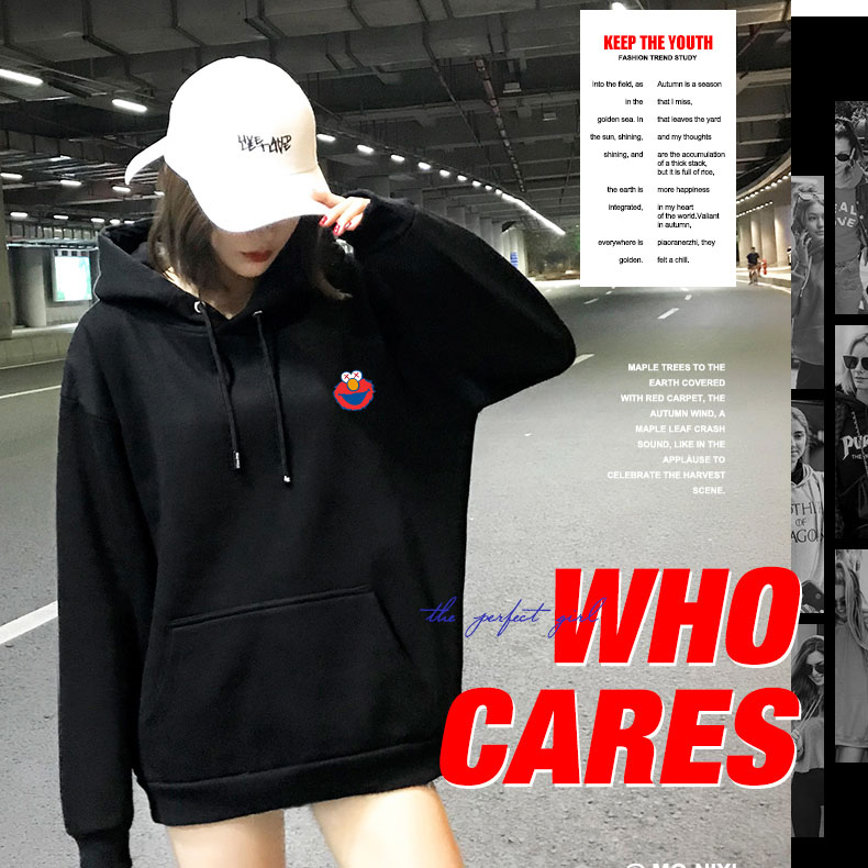 芝麻街宽松连帽卫衣