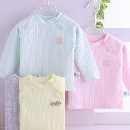 婴儿长袖纯棉提花秋衣