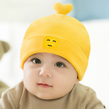 春秋薄款纯色可爱婴儿帽子