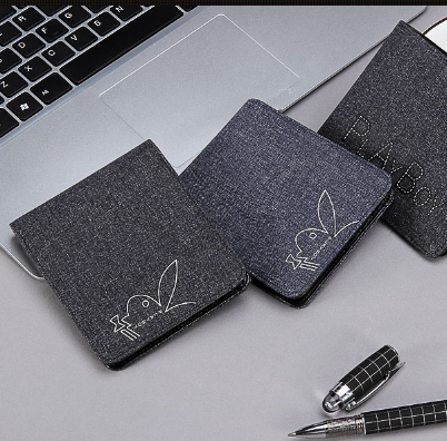 花花公子短款帆布男士钱包