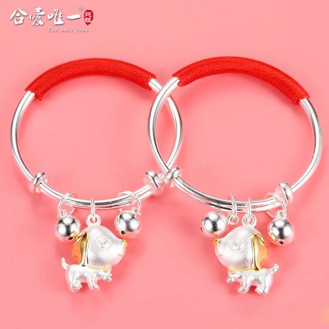 婴儿金猪宝宝纯银手镯