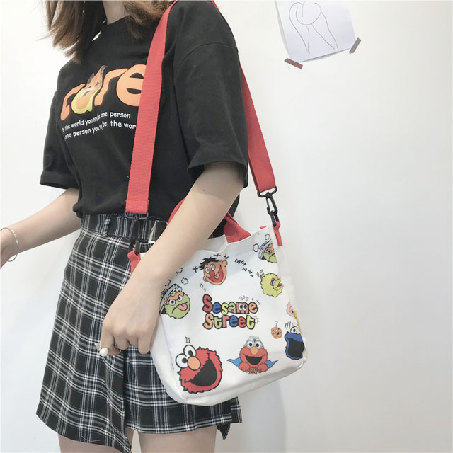 芝麻街原宿学生帆布包