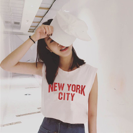 宽松纯色无袖外穿打底吊带小背心