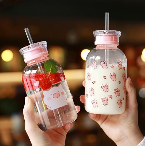 网红玻璃杯吸管水杯