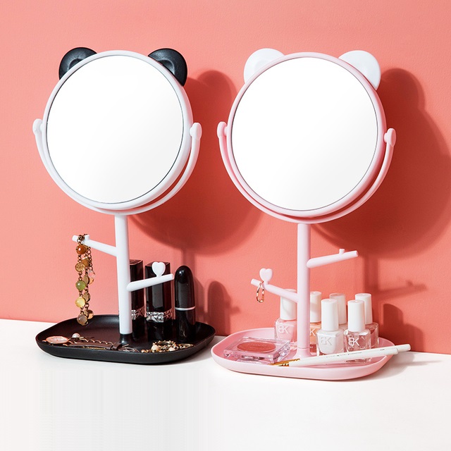 可爱化妆镜台式梳妆镜家用