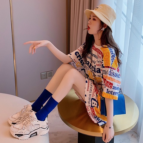 中长款网红短袖下衣失踪T恤