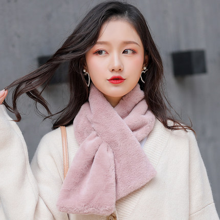 韩版仿毛毛绒獭兔毛围巾